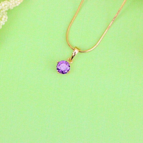 "Minimalist Purple Round Pendant in Rose Gold Petite Design, XPPT1830 - Picture 13 of 13